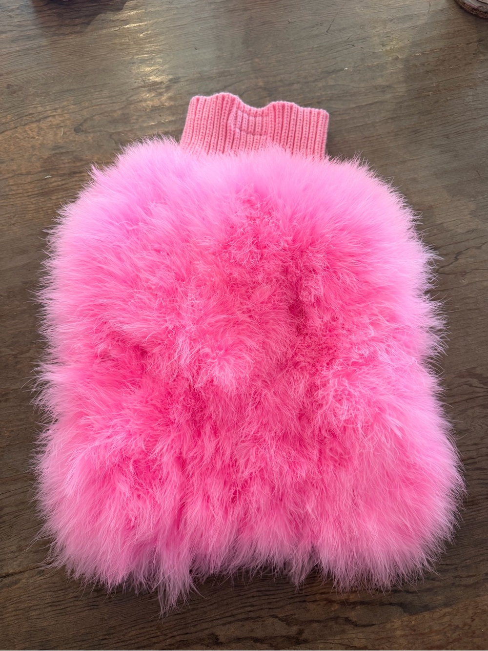 Christian Cowan x maxbone Hot Pink Feathered Jumper for Dogs.